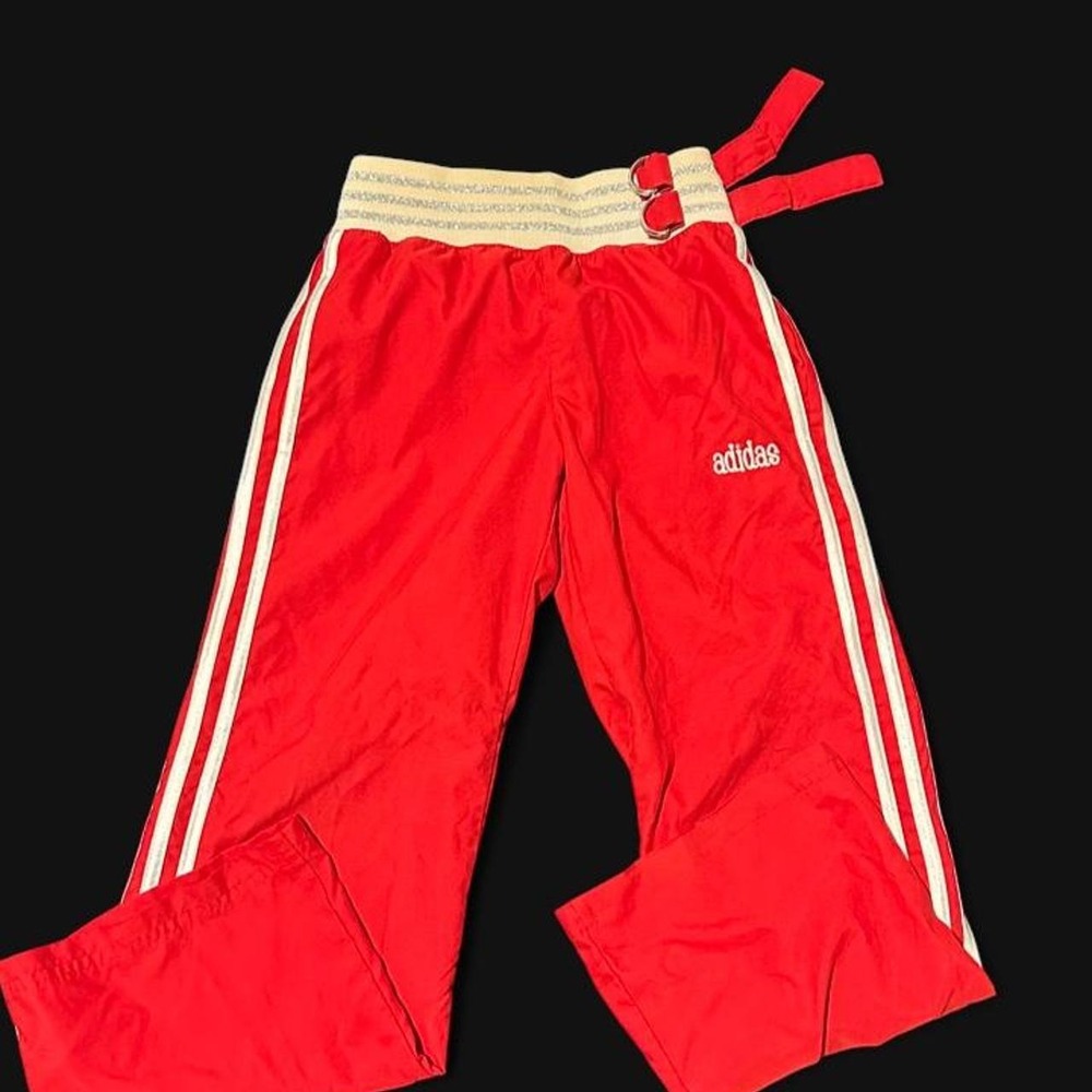 Adidas red track pants